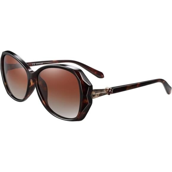 Accessories - Women's Polarized Sunglasses - Fashionable Wraparound Butterfly Design